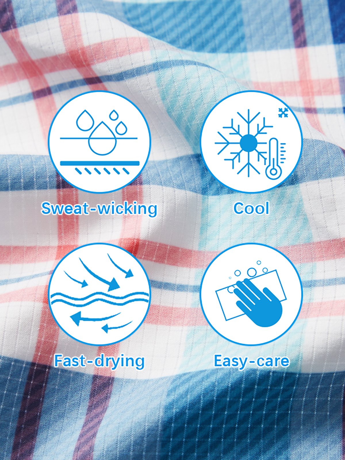 Royaura® Cool Ice Men's Hawaiian Shirts  Island Life Plaid Sweat-wicking Breathable Wrinkle Free Pocket Shirts