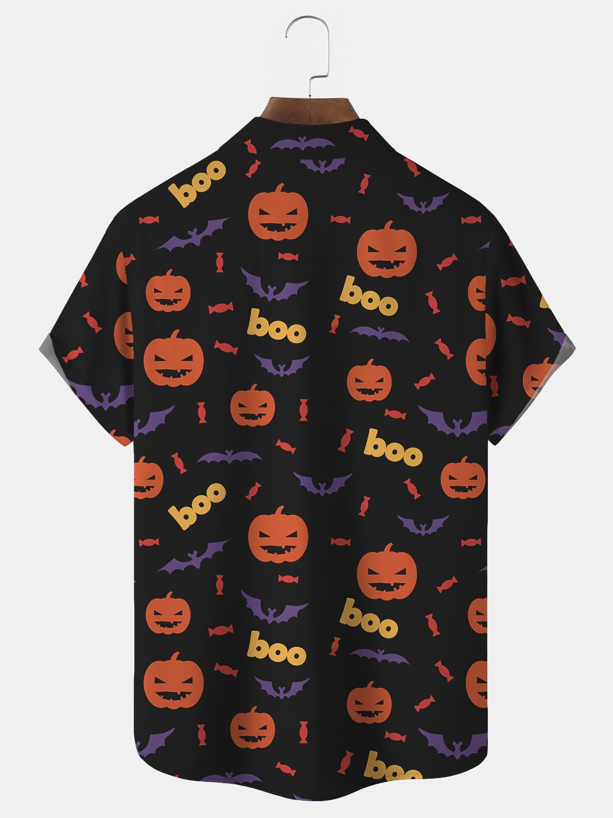 Royaura Halloween Dinosaur Pumpkin Print Beach Men's Hawaiian Oversized Short Sleeve Shirt with Pockets