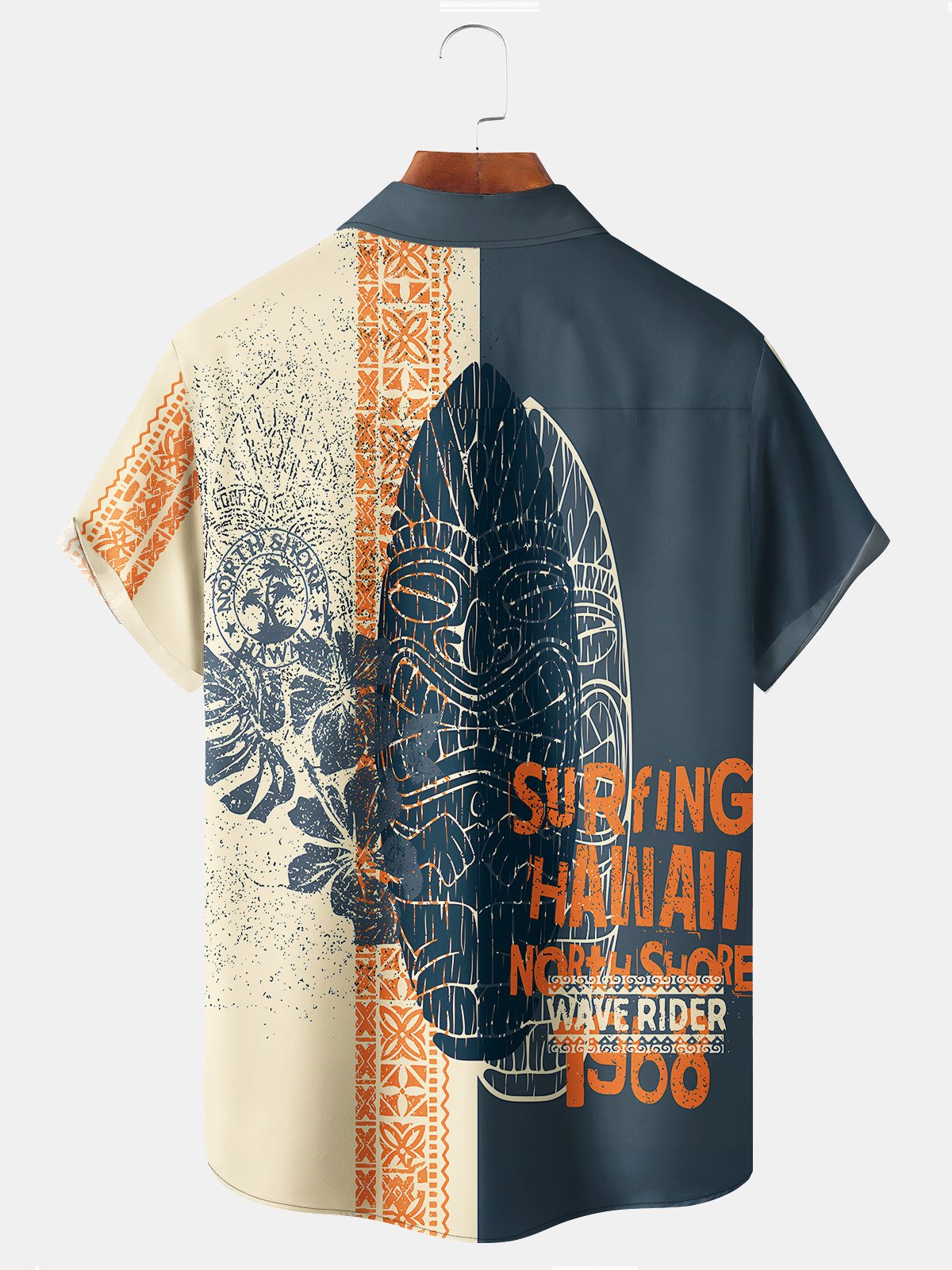 Royaura Beach Vacation Tiki Totem Men's Hawaiian Shirts Surfboard Stretch Plus Size Aloha Camp Shirts