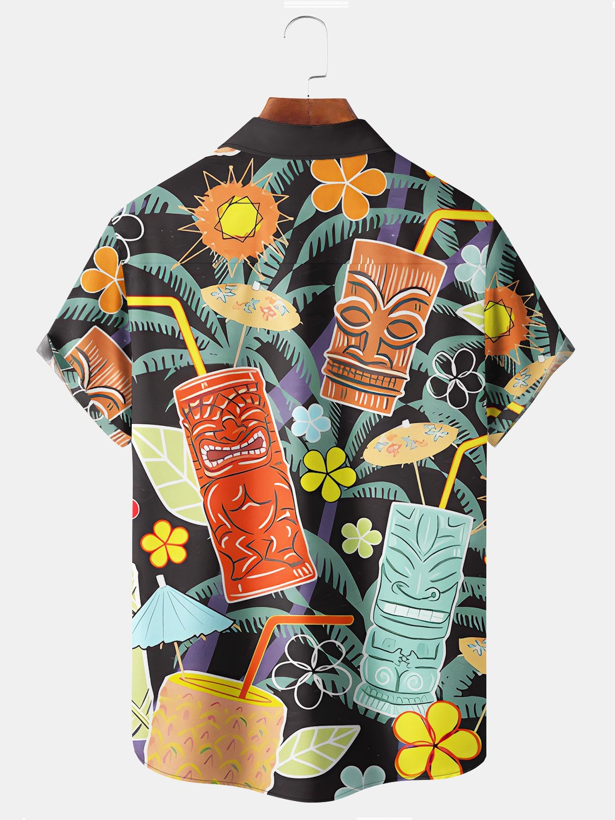 Royaura Beach Vacation Tiki Totem Men's Hawaiian Shirts Cocktail Stretch Plus Size Aloha Camp Shirts