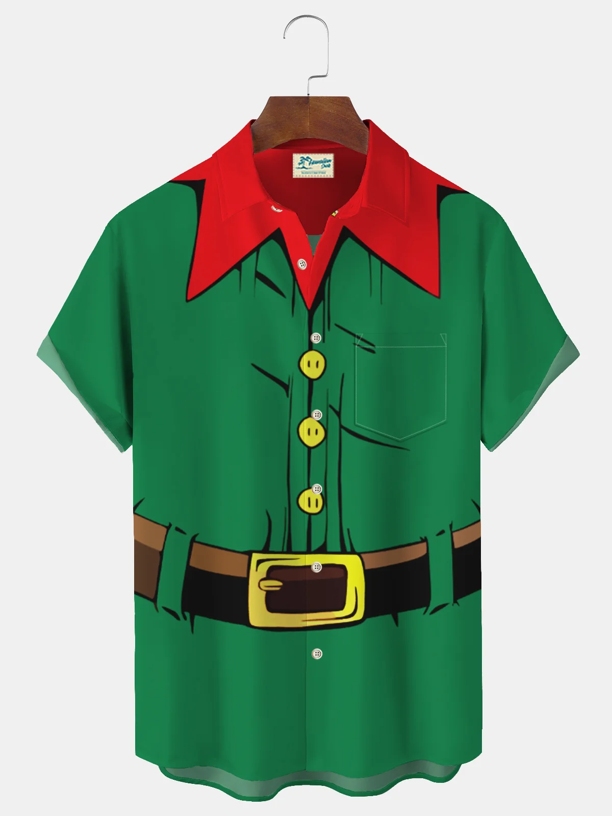 Royaura Christmas Santa Costumes Print Beach Men's Hawaiian Oversized Short Sleeve Shirt with Pockets