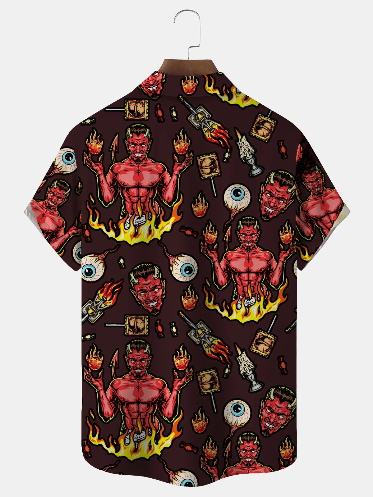 Royaura Halloween Chest Pocket Short Sleeve Shirt