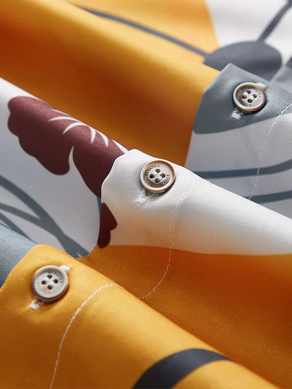 Royaura Music Note Print Men's Button Pocket Short Sleeve Shirt