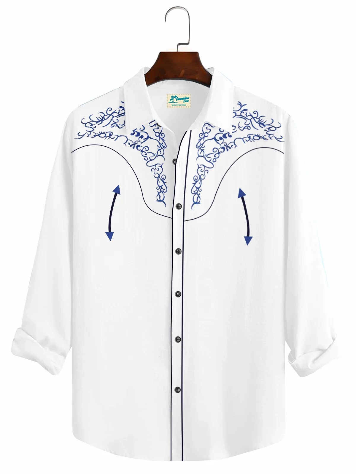 Royaura Casual Vintage Western Men's Long Sleeve Shirt