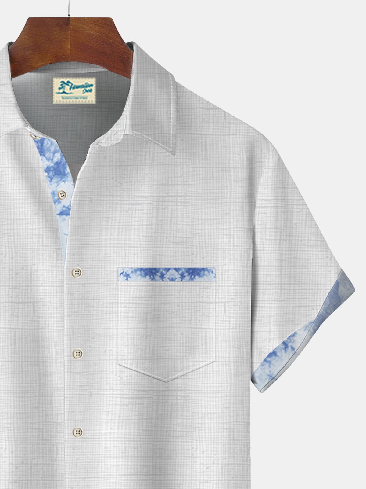 Royaura Basics Textured Contrast Print Men's Button-Pocket Shirt