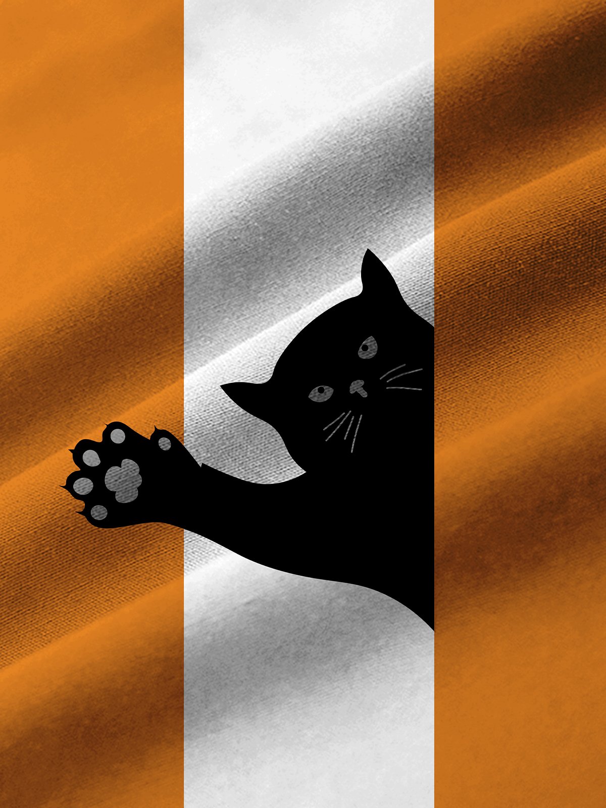 Royaura Halloween Cat Print Men's Bowling Shirt with Pockets