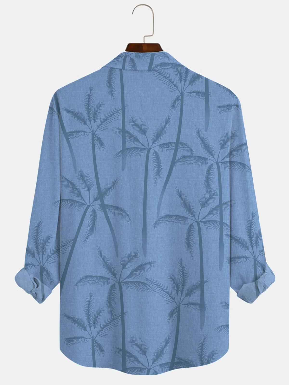 Royaura Hawaiian Coconut Tree Print Men's Button Pocket Long Sleeve Shirt