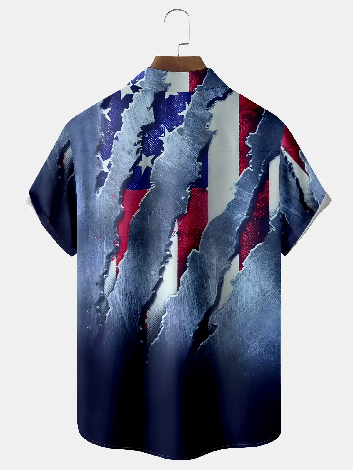 Royaura Flag Bigfoot Print Men's Hawaiian Oversized Shirt with Pockets
