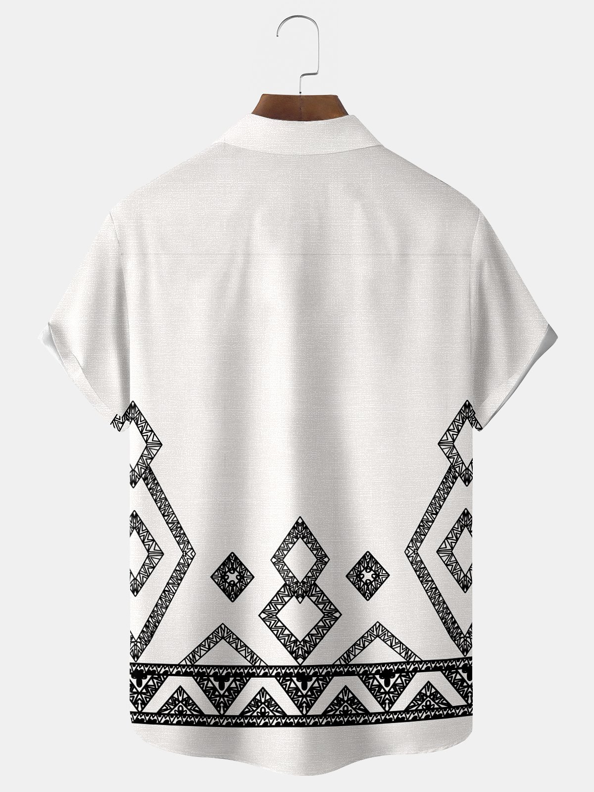 Royaura Basic Geometry Print Men's Hawaiian Oversized Shirt with Pockets