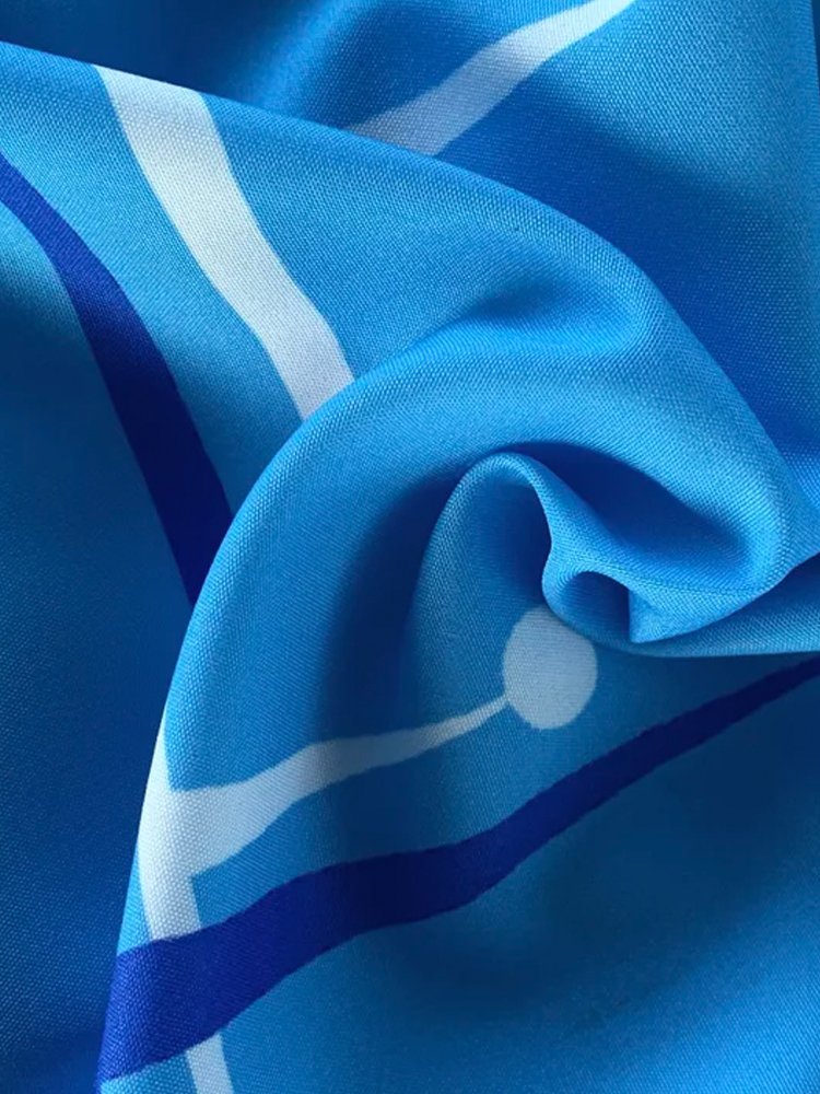 Royaura 50’S Vintage Mid-Century Modern Geometric Blue Men's Camp Shirts Stretch Plus Aloha Casual Pocket Shirts