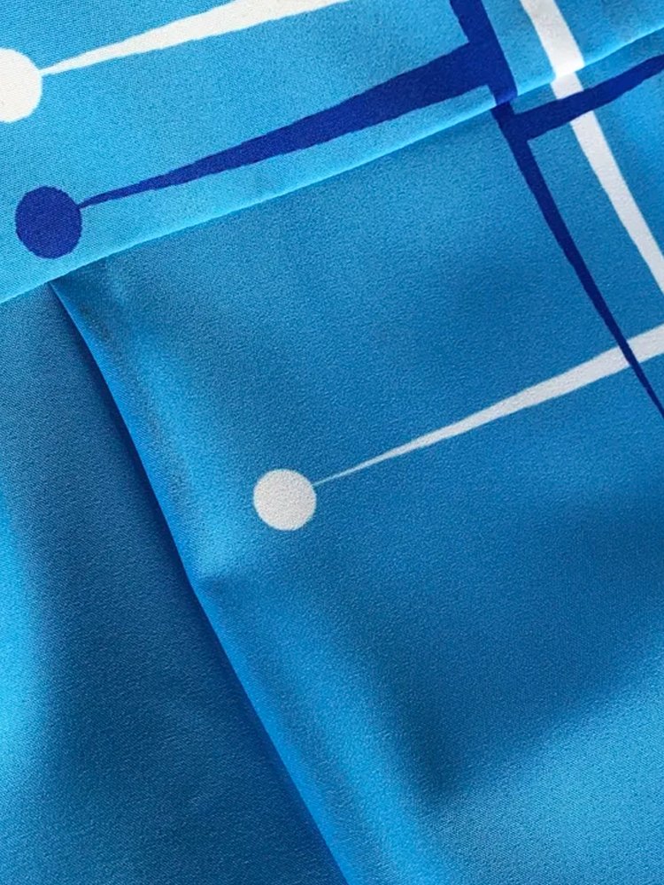 Royaura 50’S Vintage Mid-Century Modern Geometric Blue Men's Camp Shirts Stretch Plus Aloha Casual Pocket Shirts