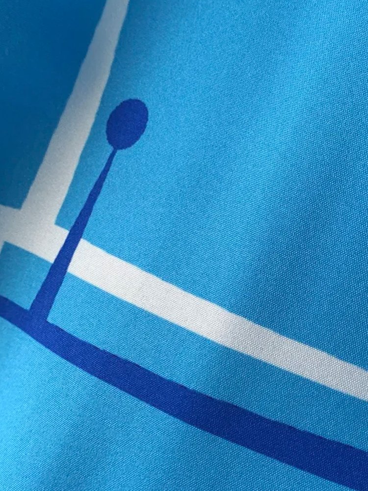 Royaura 50’S Vintage Mid-Century Modern Geometric Blue Men's Camp Shirts Stretch Plus Aloha Casual Pocket Shirts