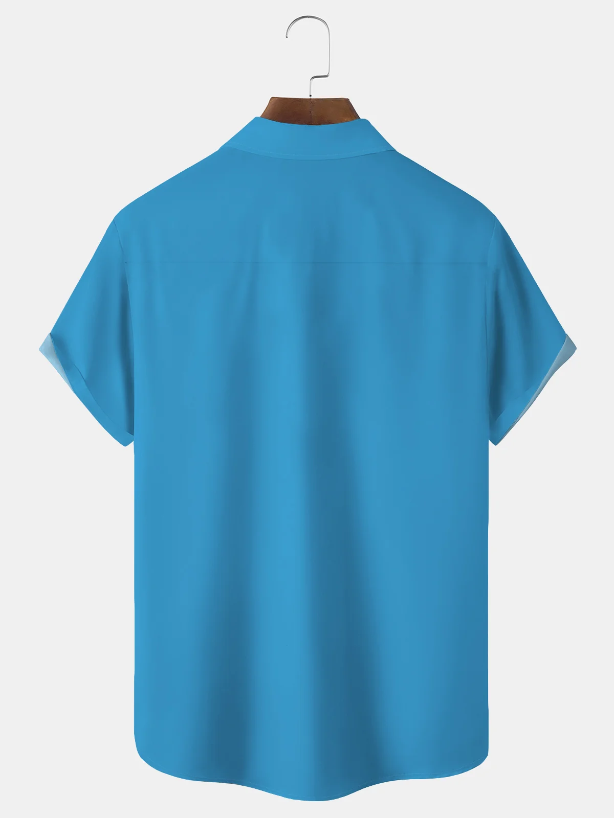 Royaura 50's Retro Mid-Century Blue Geometric Men's Casual Shirts Stretch Oversized Aloha Button Camp Pocket Shirts