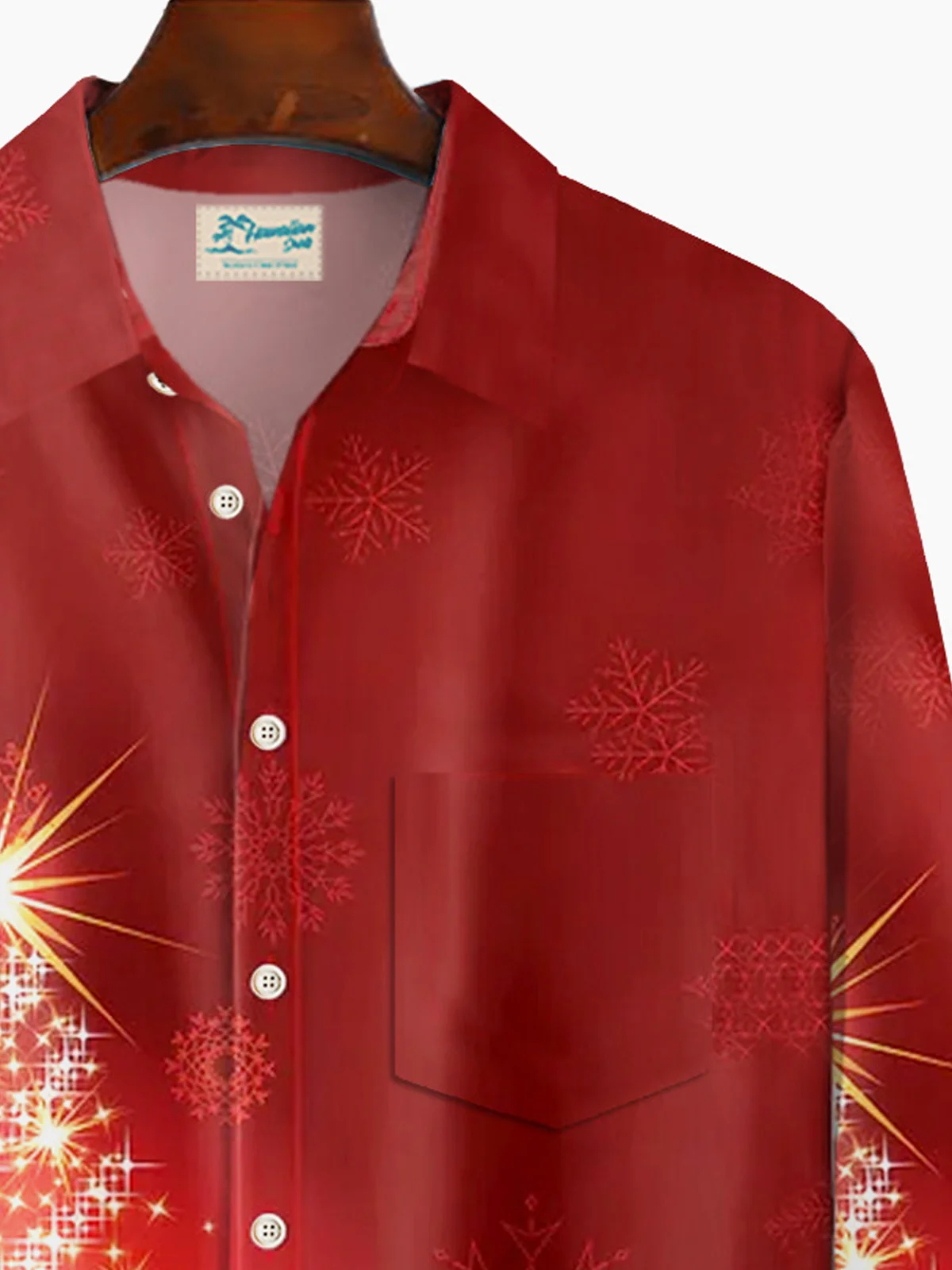 Royaura Christmas Printed Men's Button Pocket Long Sleeve Shirt