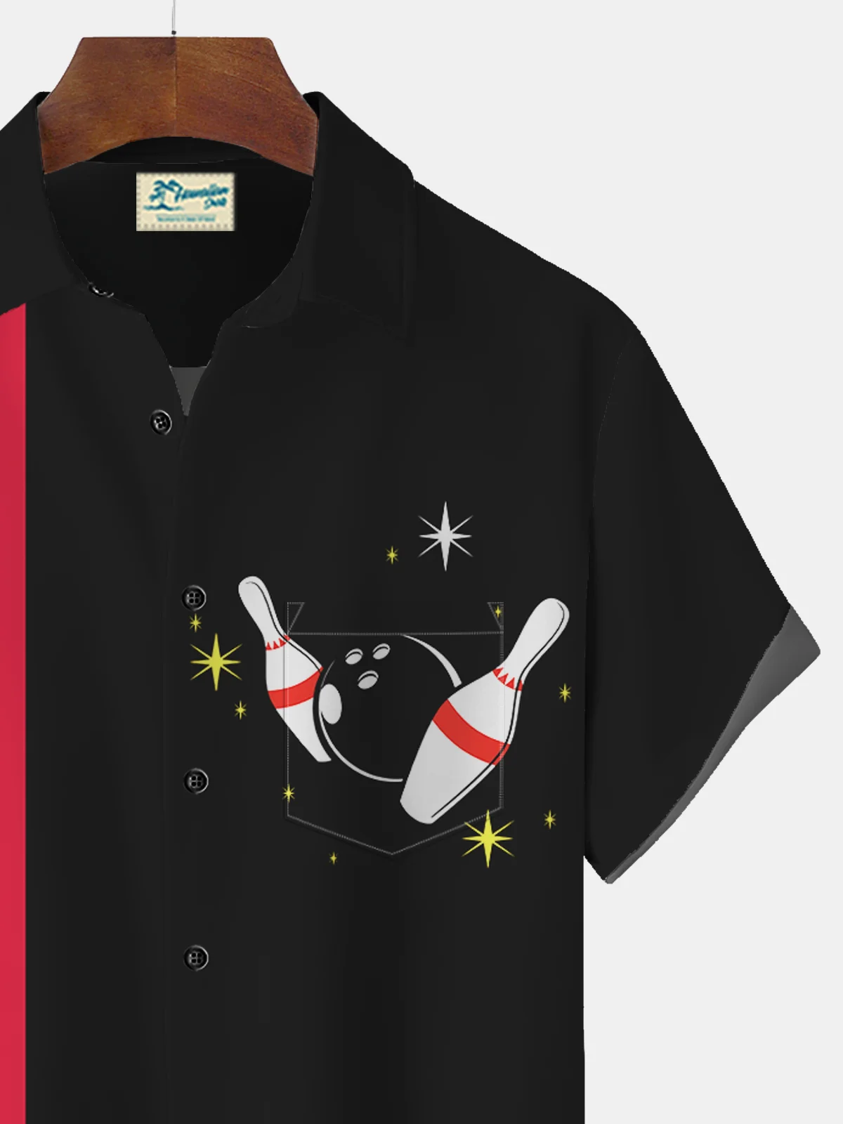 Royaura® Retro Bowling Printed Men's Button Pocket Shirt