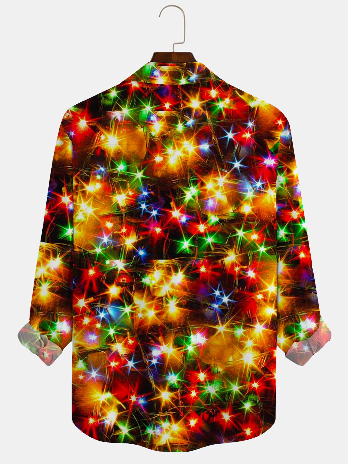 Royaura Christmas Gold Neon Men's Long Sleeve Shirts Stretch Plus Size Drama Costume Button Shirts