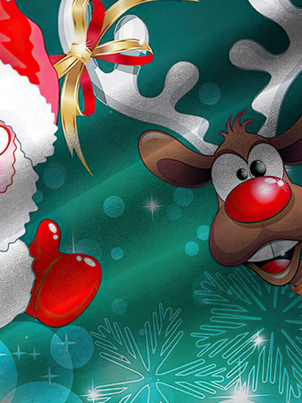 Royaura Christmas Santa Claus sika deer print men's button pocket short-sleeved shirt