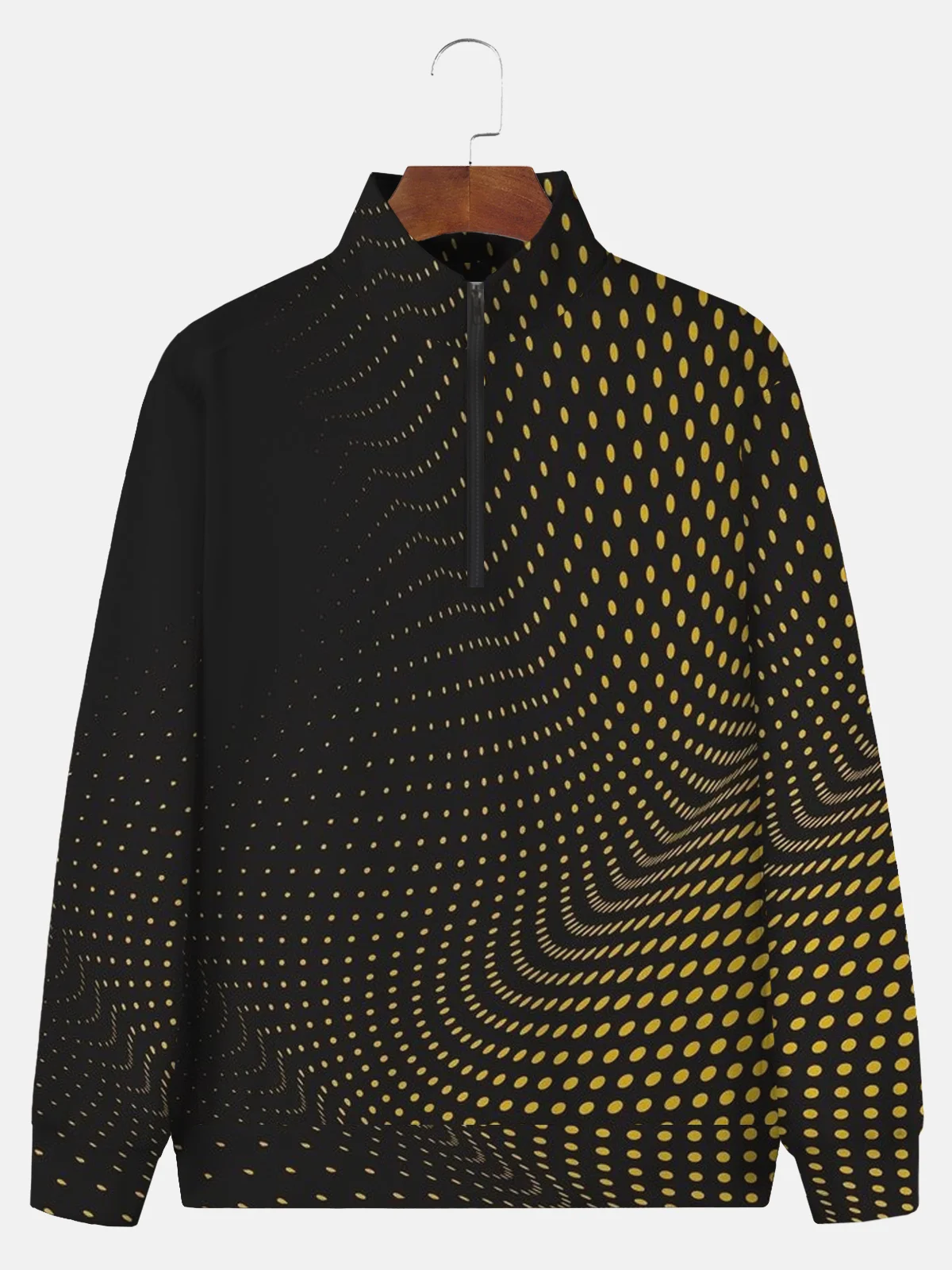 Royaura men's retro geometric polka dot oversized stand collar zipper sweatshirt