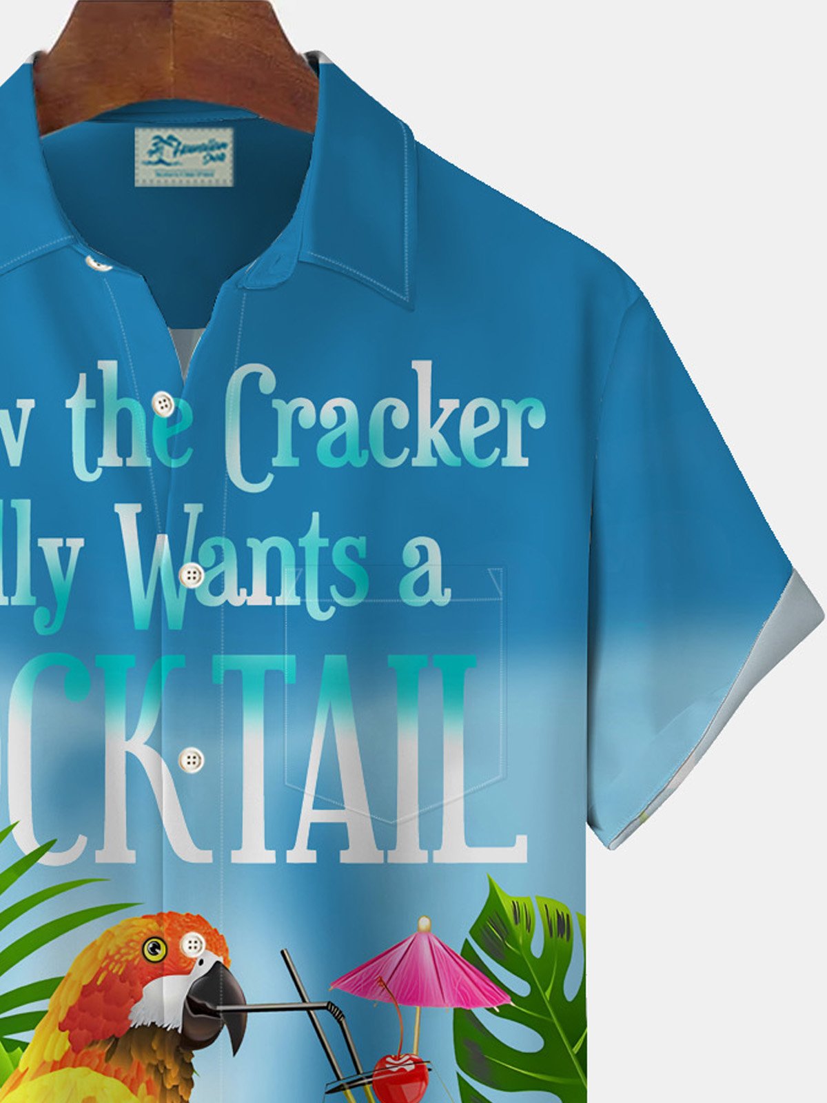 Royaura Hawaiian Parrot Print Men's Button Pocket Shirt