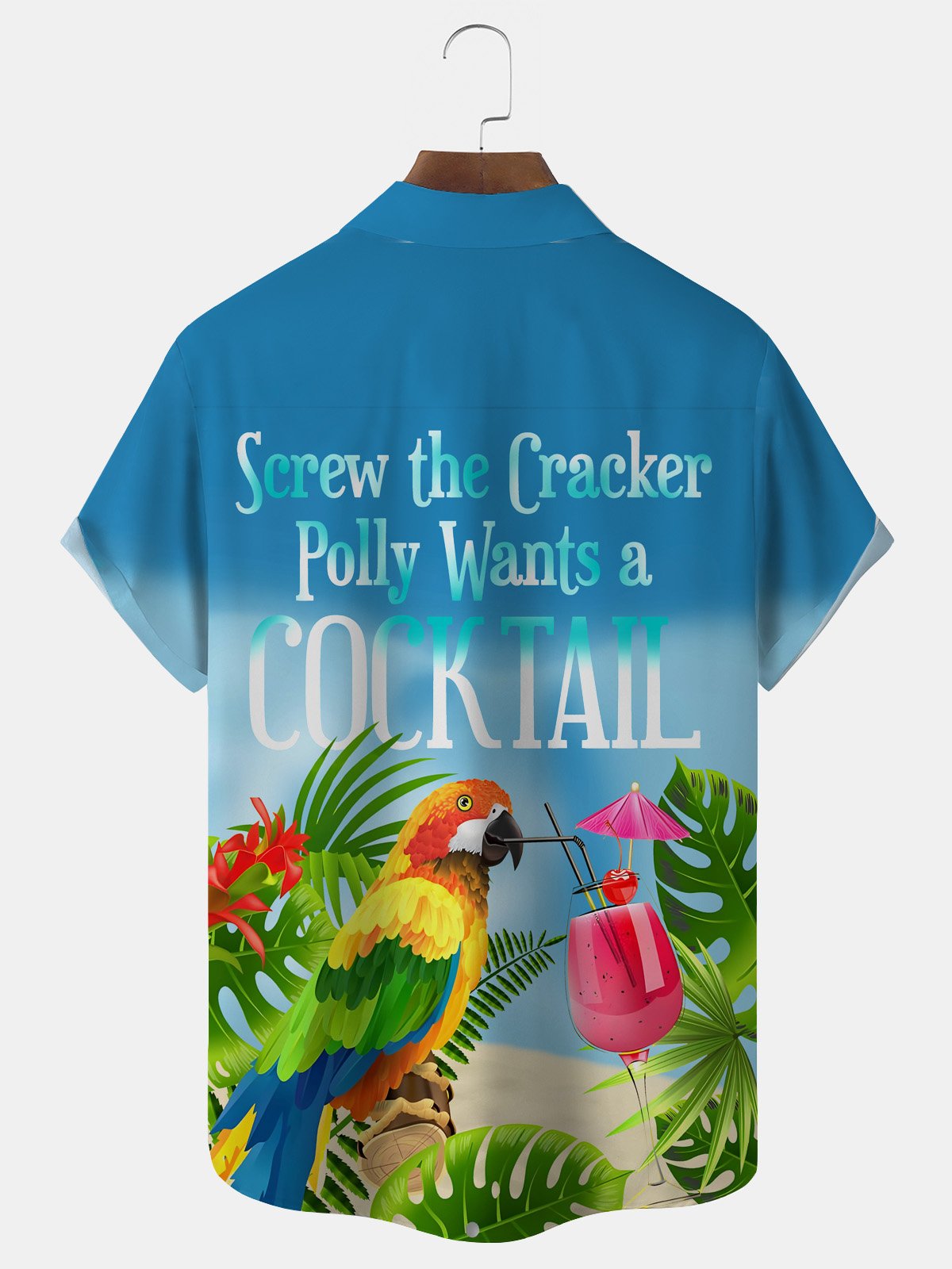 Royaura Hawaiian Parrot Print Men's Button Pocket Shirt