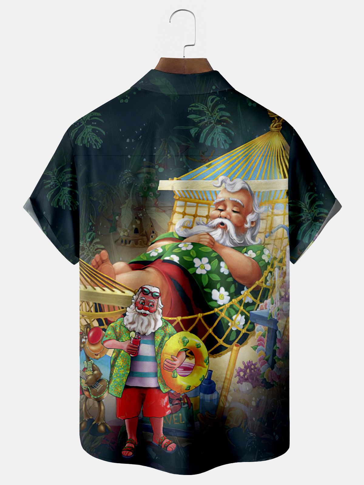 Royaura Plum Bamboo Botanical Print Beach Men's Hawaiian Oversized Shirt with Pockets