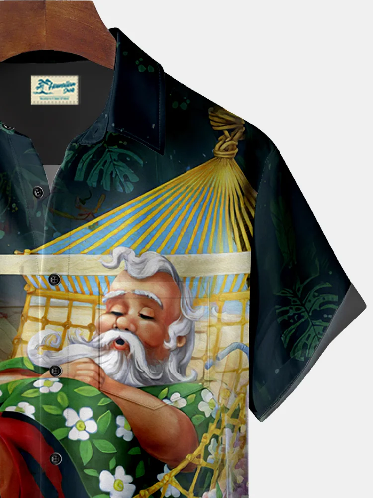 Royaura Plum Bamboo Botanical Print Beach Men's Hawaiian Oversized Shirt with Pockets