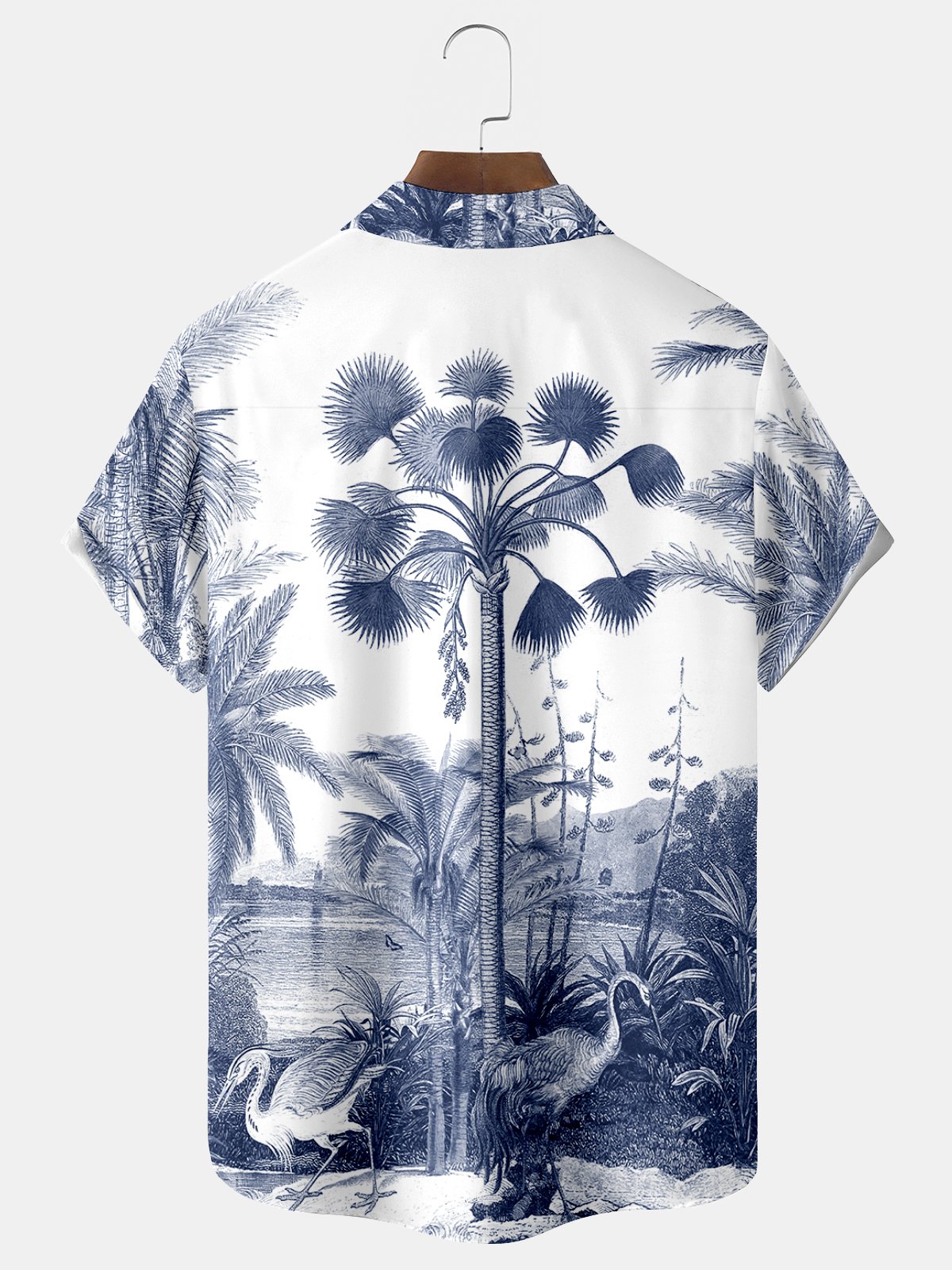 Royaura Print Beach Men's Hawaiian Oversized Shirt with Pockets