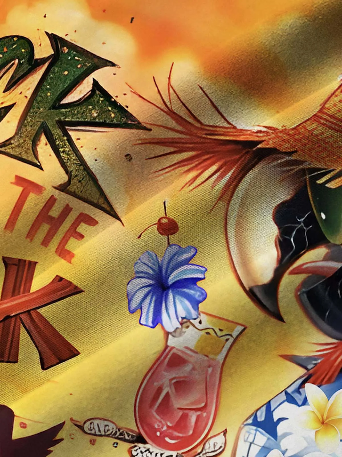 Royaura Beach Holiday Orange Men's Hawaiian Shirts Five O'Clock Parrot Cartoon Stretch Plus Size Aloha Camp Pocket Shirts