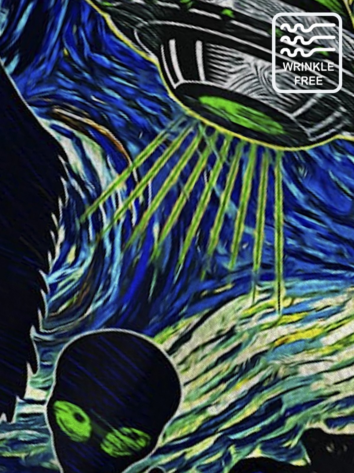 Royaura Mysterious Animals Bigfoot & ET Blue Men's Hawaiian Shirts Art Stretch Wrinkle Free Seersucker Aloha Camp Pocket Shirts