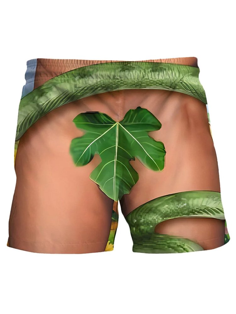 Royaura Men's Visual Dislocation Print Beach Shorts