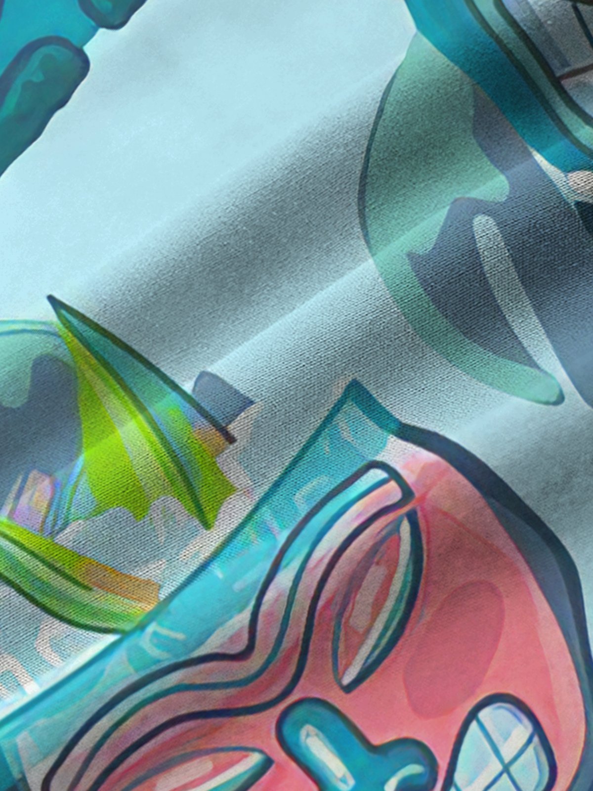 Royaura Hawaiian Tiki Print Men's Button Pocket Short Sleeve Shirt