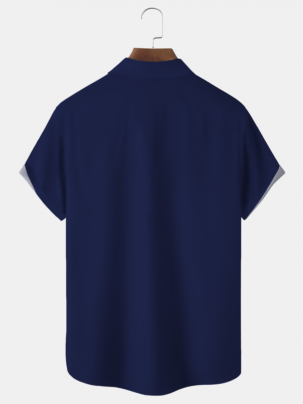 Royaura Retro Striped Bowling Print Men's Button Pocket Short Sleeve Shirt