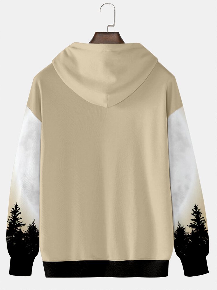 Royaura Men's Funny Christmas Bigfoot Holiday Hooded Oversize Pullover Sweatshirt