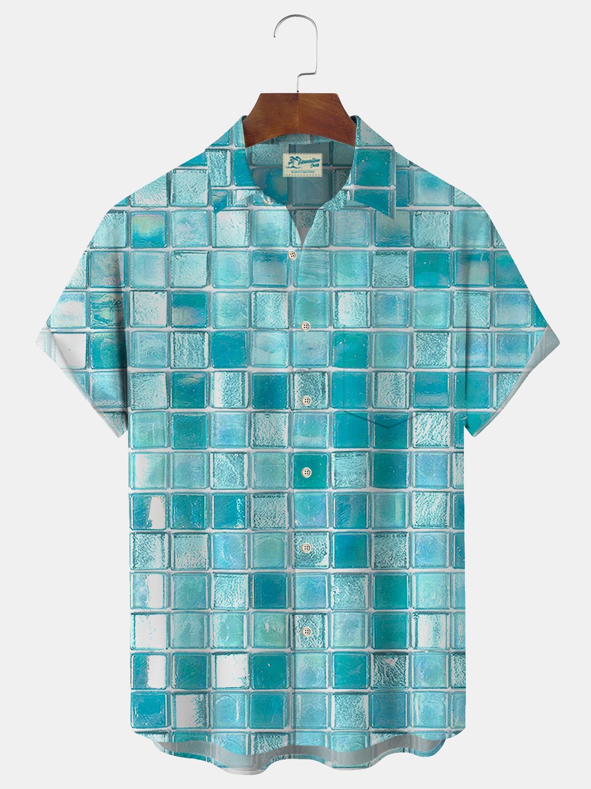 Royaura Geometric Print Men's Button Pocket Shirt