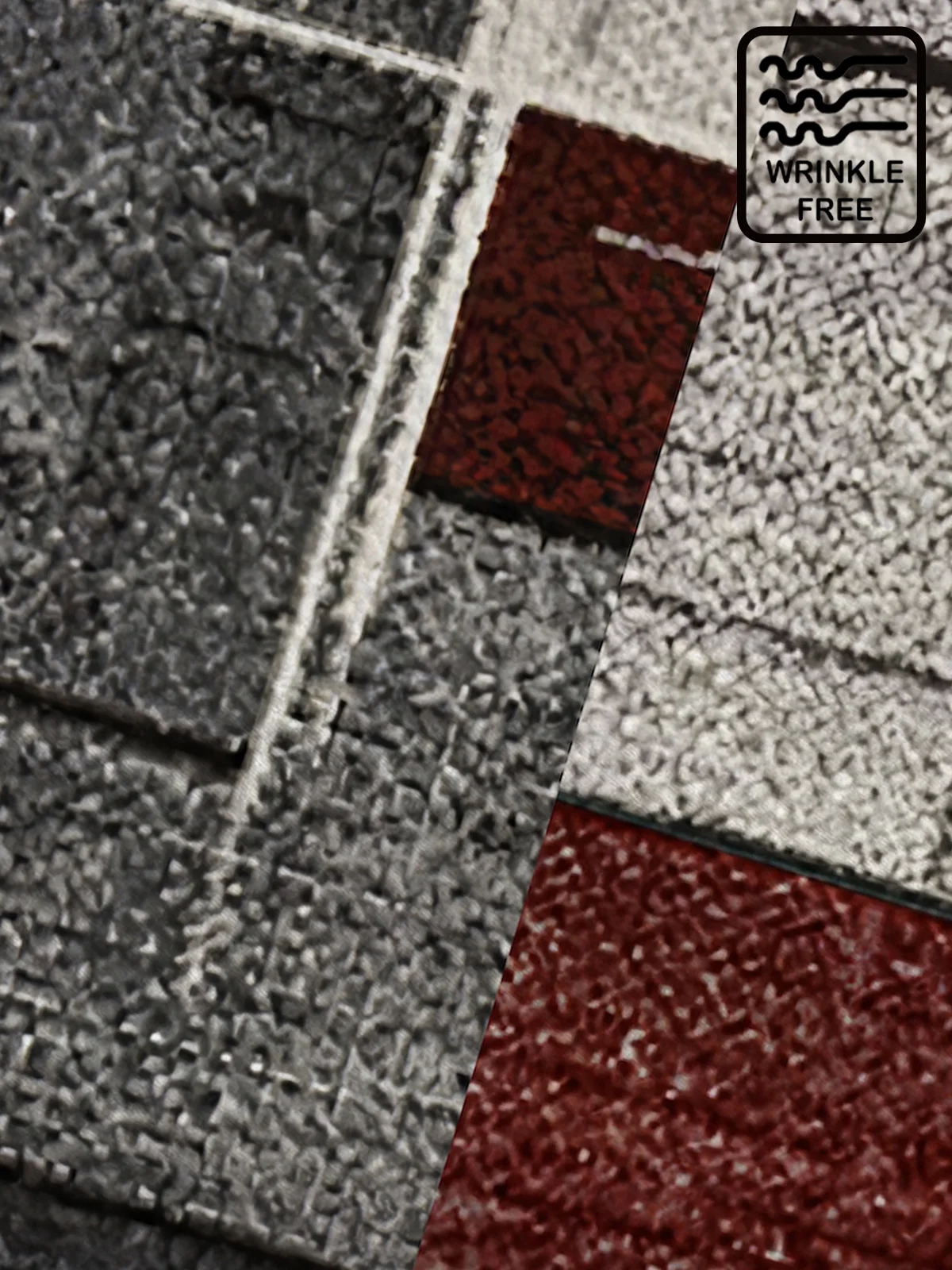 Royaura 50's Retro Mid-Century Geometric Art Red Men's  Long Sleeve Shirts Stretch Plus Size Aloha Camp Wrinkle Free Seersucker Shirts