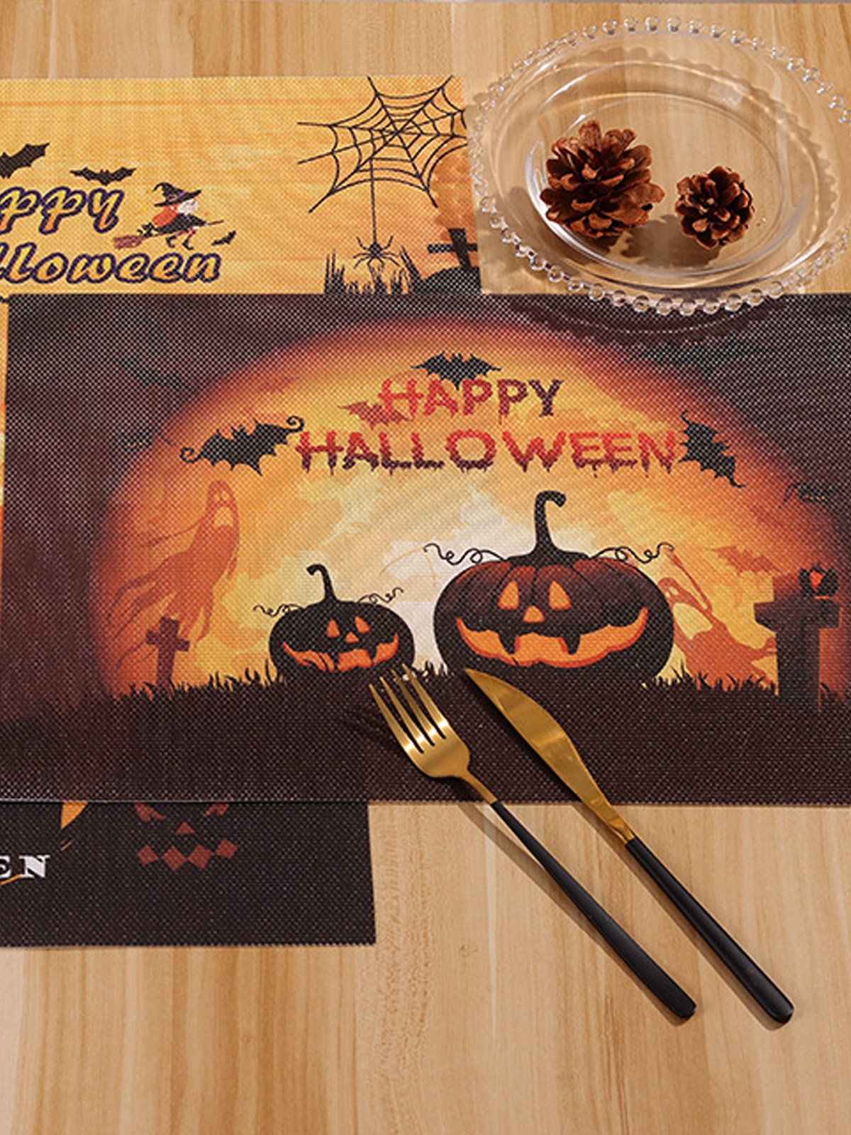 Royaura Halloween pumpkin print tablecloth