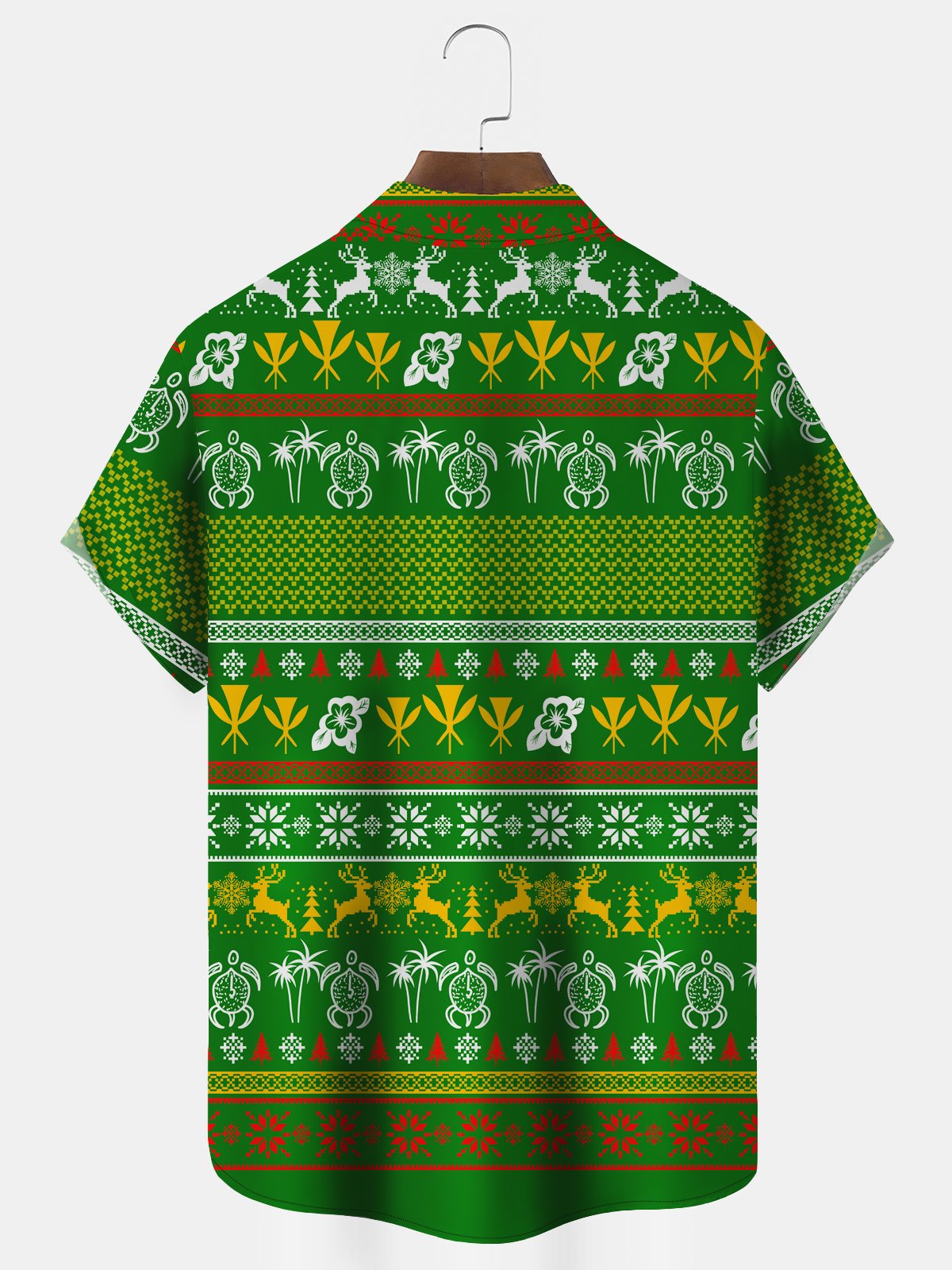 Royaura Christmas Mele kalikimaka Hohoho Christmas Santa Print Men's Button Pocket Shirt