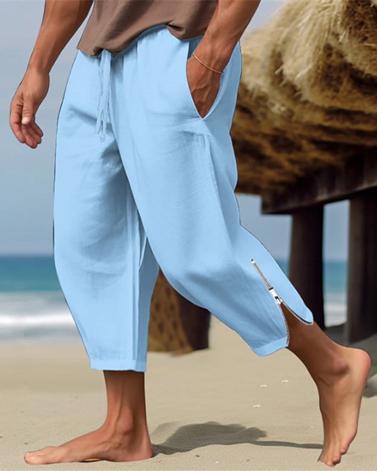 Royaura Men's outdoor beach party loose elastic waist trousers | royaura