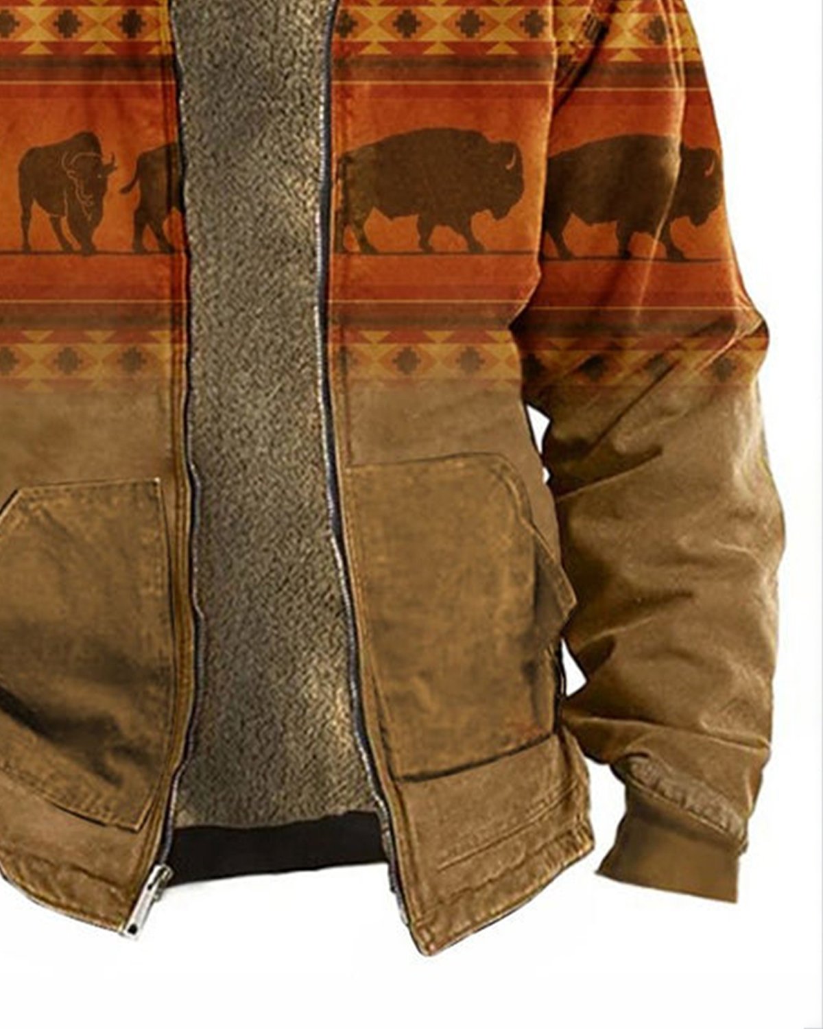 Royaura Vintage Aztec Khaki Men's Drawstring Hoodies Stretch Warm Fleece Ethnic Geometric Art Pullover Sweatshirts