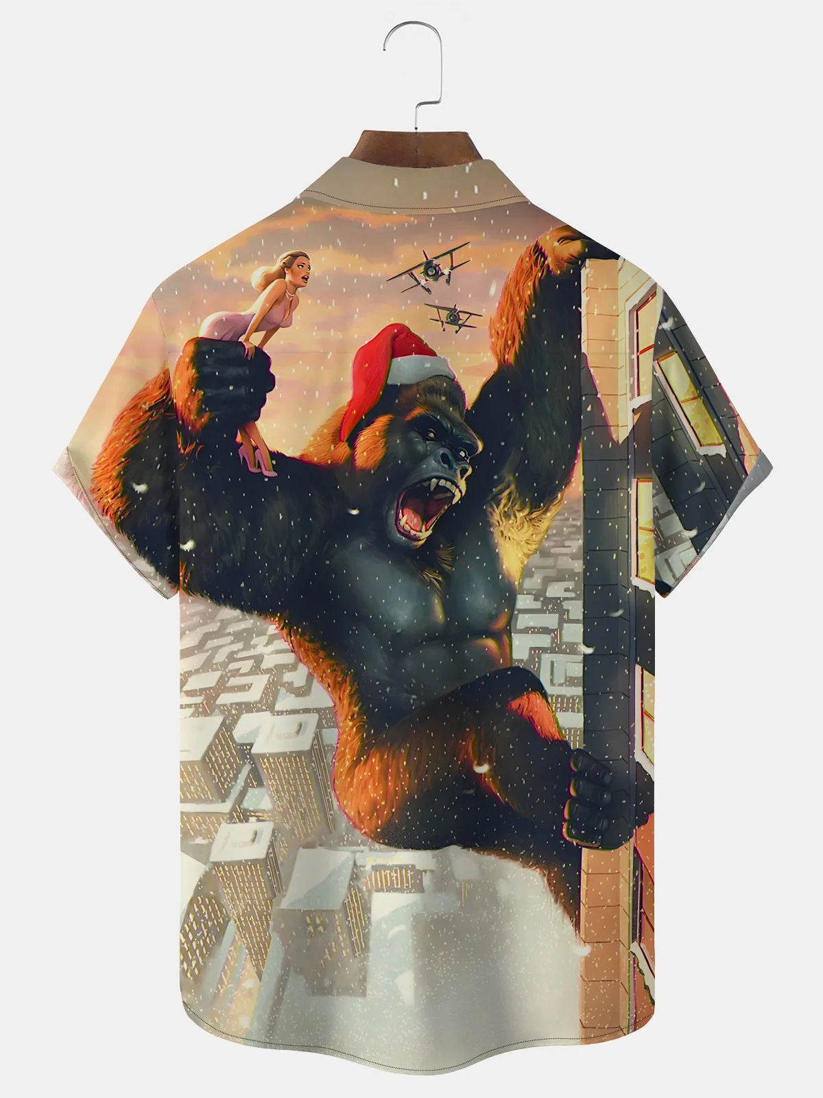 Royaura King Kong Print Men's Button Pocket Shirt