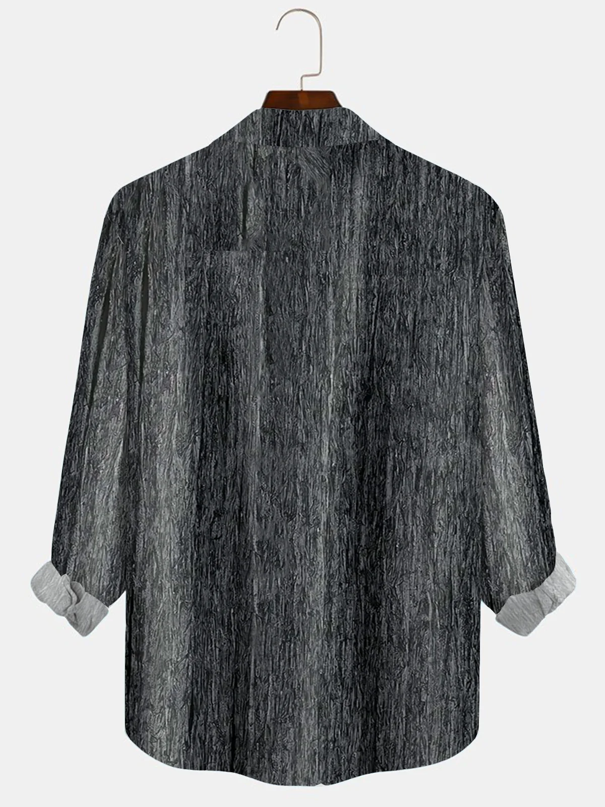Royaura Vintage Basic Textured Print Men's Button Pocket Long Sleeve Shirt