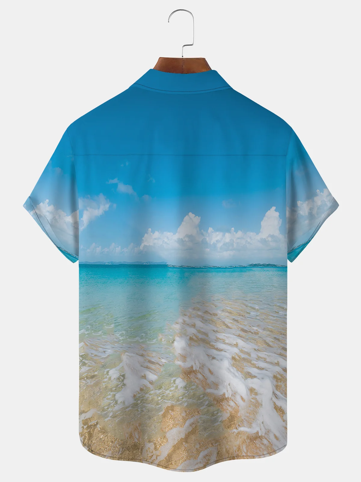 Royaura Art Aurora Ombre Print Beach Men's Hawaiian Oversized Short Sleeve Shirt with Pockets