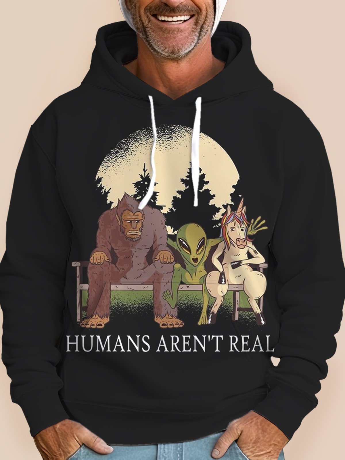 Royaura Humans Aren't Real Hoodie Bigfoot Alien Unicorn