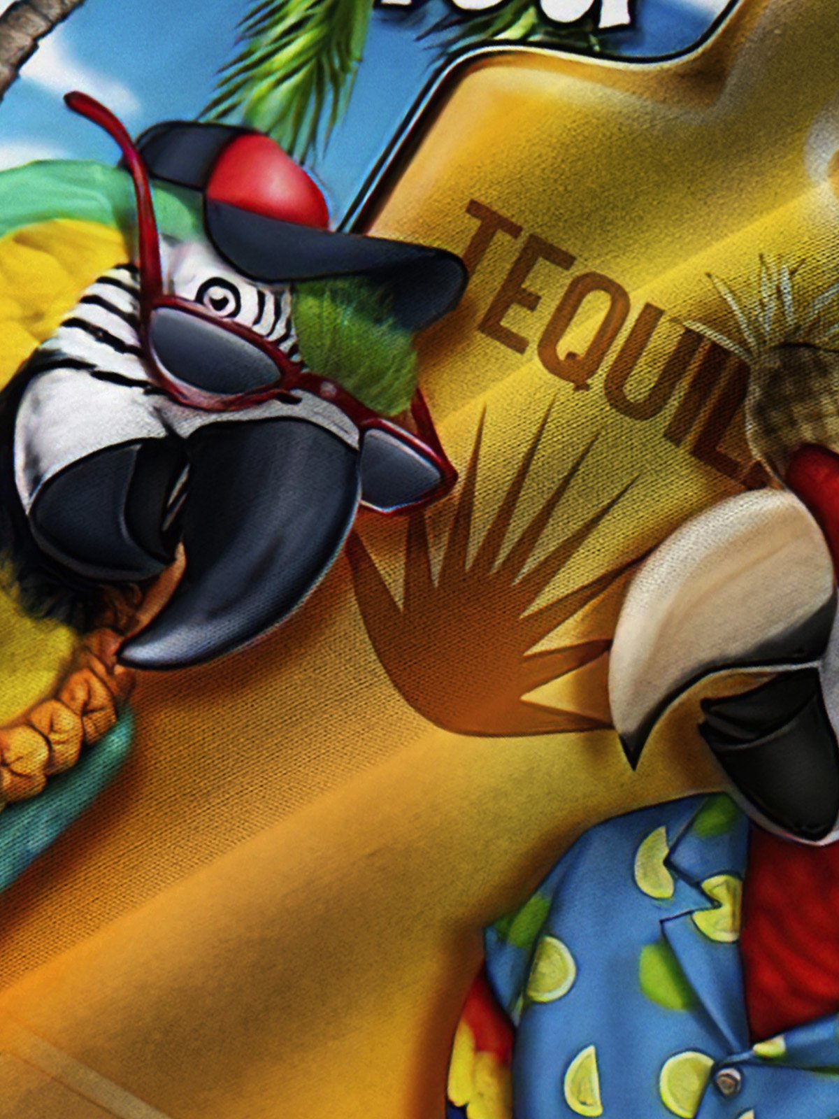 Royaura Beach Vacation Blue Men's Hawaiian Shirts Parrot Stretch Wrinkle Free Seersucker Aloha Pocket Camp Shirts