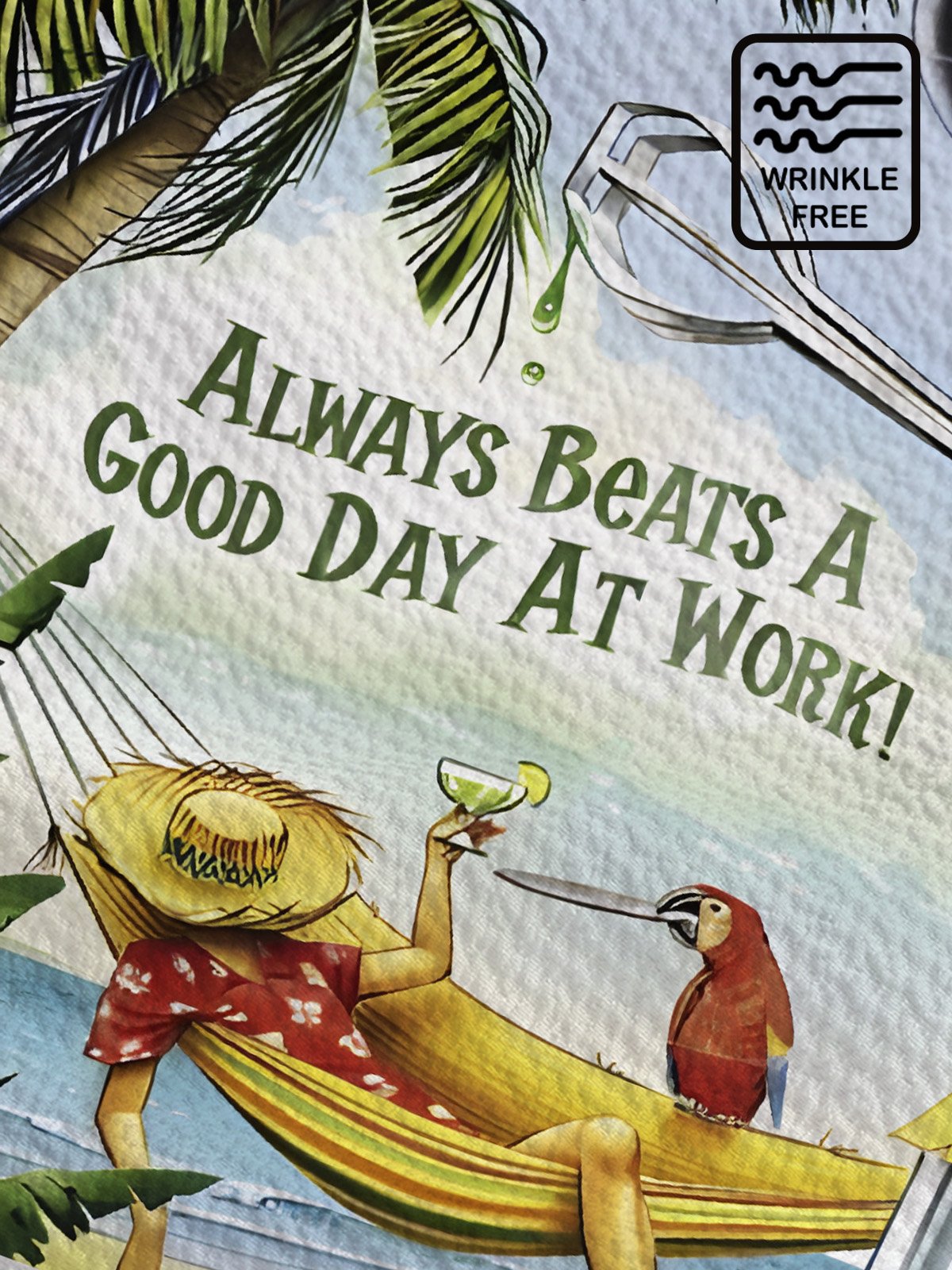 Royaura Beach Vacation Blue Men's Hawaiian Shirts Parrot Stretch Wrinkle Free Seersucker Aloha Pocket Camp Shirts