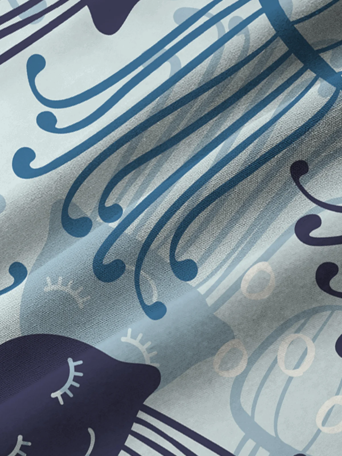 Royaura Ocean Jellyfish Art Blue Men's Hawaiian Shirts Stretch Aloha Camp Pocket Shirts Big Tall