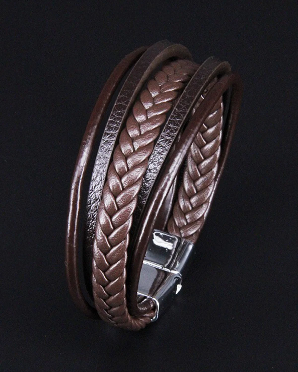 Royaura multi-layer hand-woven bracelet men's leather rope magnetic retro bracelet