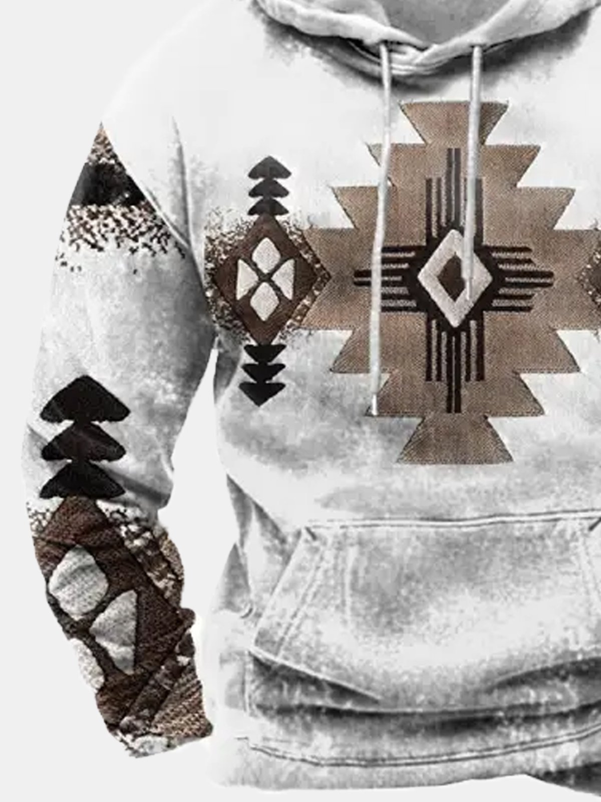 Royaura Vintage Western Aztec Men's Drawstring Hoodies Warm Comfortable Plus Size Outdoor Geometric Ethnic Pullover Sweatshirts