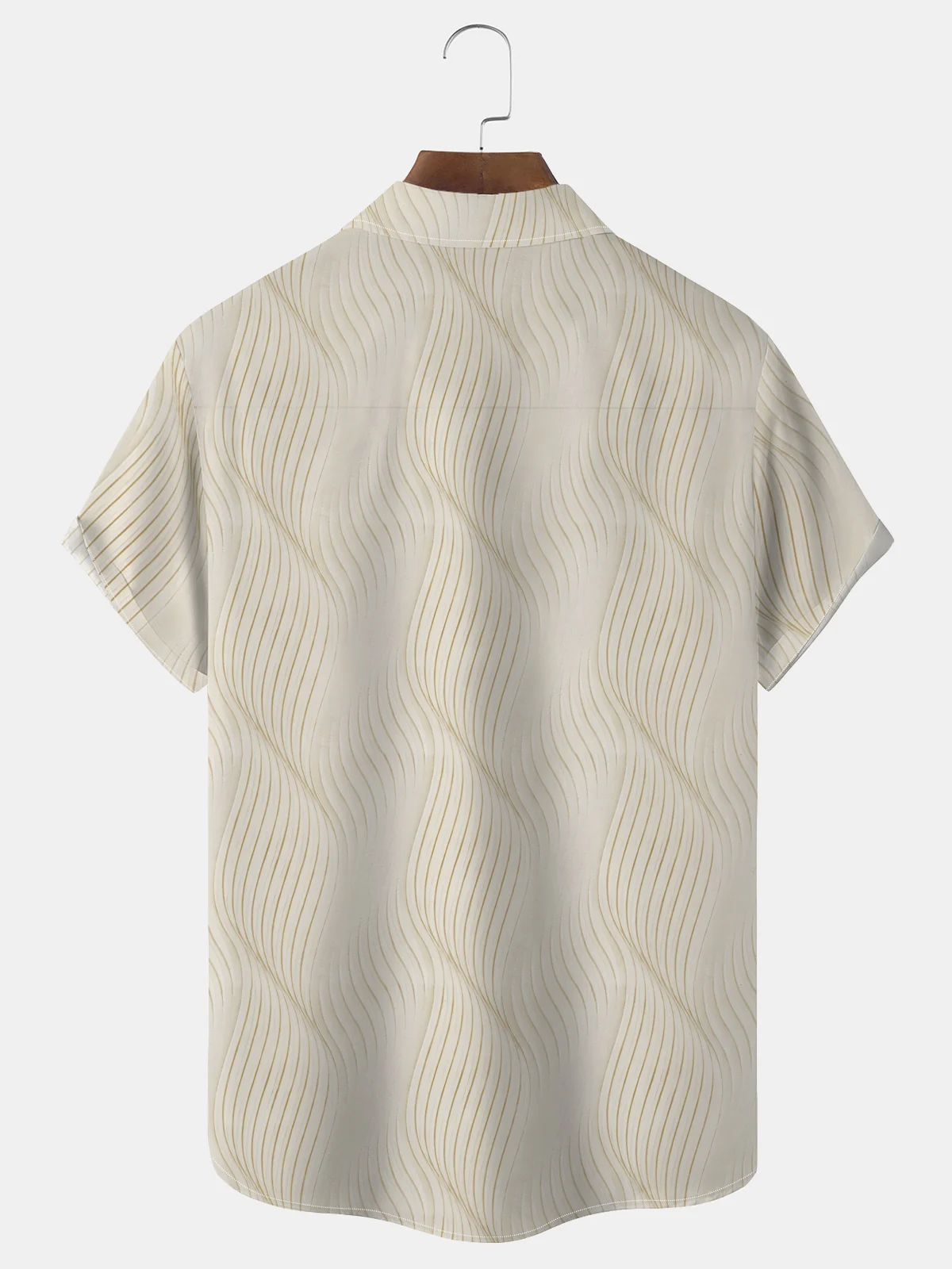 Royaura Men's Retro Geometric Textured Bowling Print Button Pocket Shirt