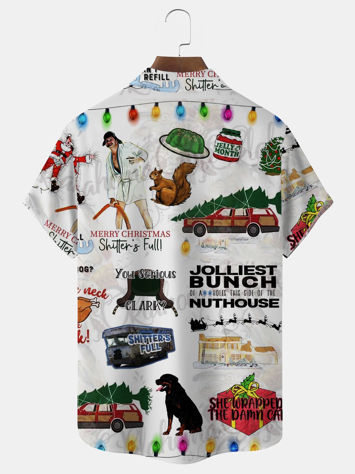 Royaura Men's Fun Christmas Print Button Pocket Short Sleeve Shirt